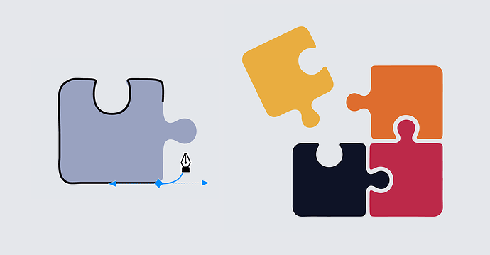 Tracing a puzzle piece with the <b>Pen</b> tool